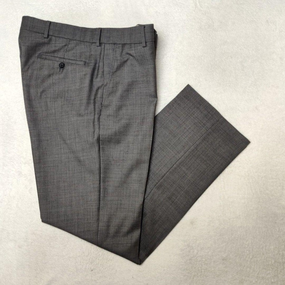 Ballin Classic Pants Mens 36x32 Gray Super 110s Wool Straight Dress Slacks Flat